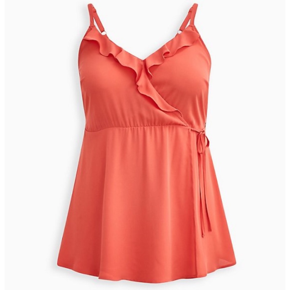 Torrid 2X Ruffle Trim Faux Wrap Cami, NWT